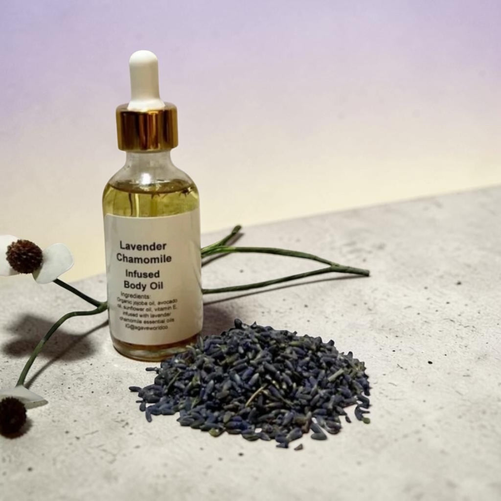 Lavender Chamomile Infused Body Oil/ Calming/ Message/ Moisturizer