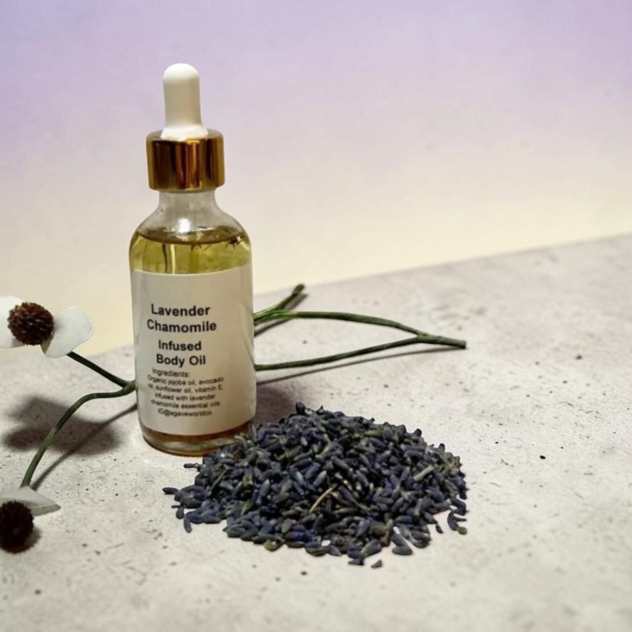 Lavender Chamomile Infused Body Oil/ Calming/ Message/ Moisturizer